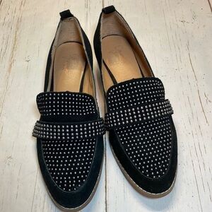 Crown Vintage women’s black micro suede leather loafers size 8